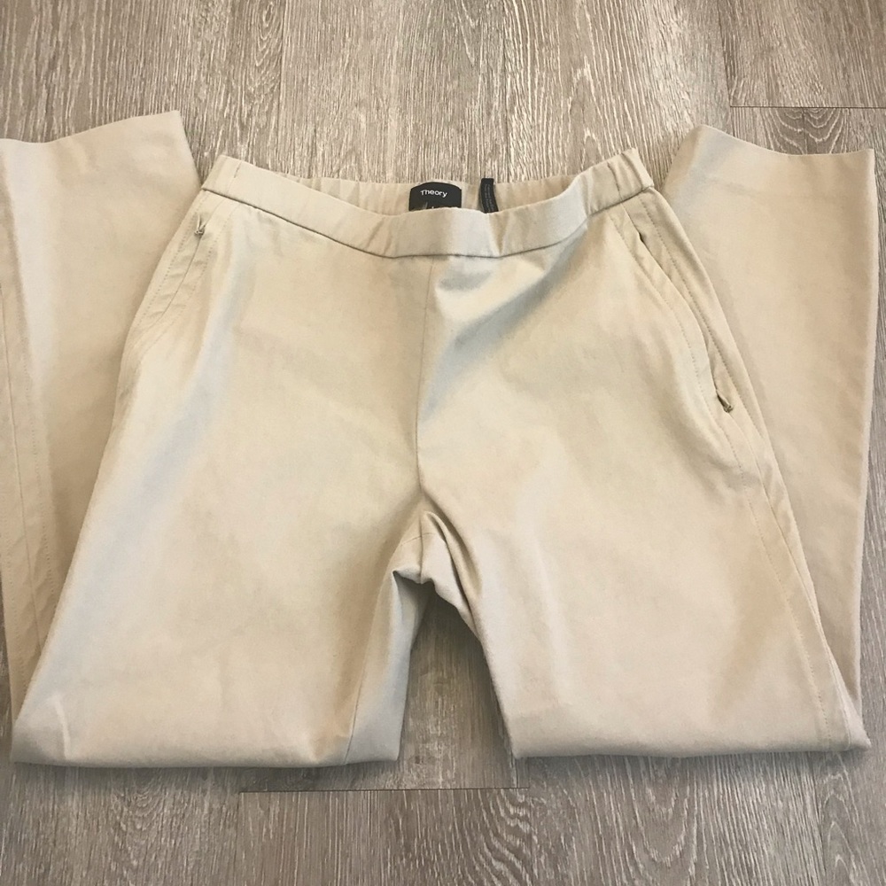 Theory Basic Pull On Pants Twill Zipper Side Pock… - image 1